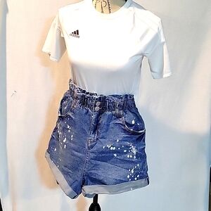 HH Jeans Shorts Womens Size M  Paperbag Bleach Splatter Distressed Stretch